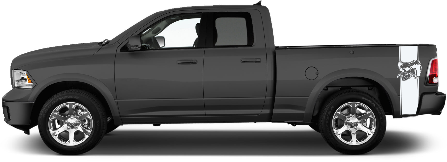 Dodge Ram Skull Bed Decals (Pair) : Vinyl Graphics Kit Fits (2009-2018)