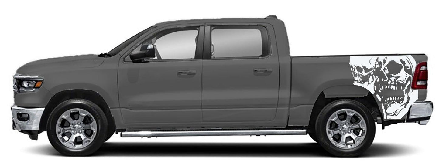 Dodge Ram 1500/2500 (2019-2023) Custom Vinyl Decals, Graphics and Stickers - Double Skull Kit (Pair) - Jkprostickers