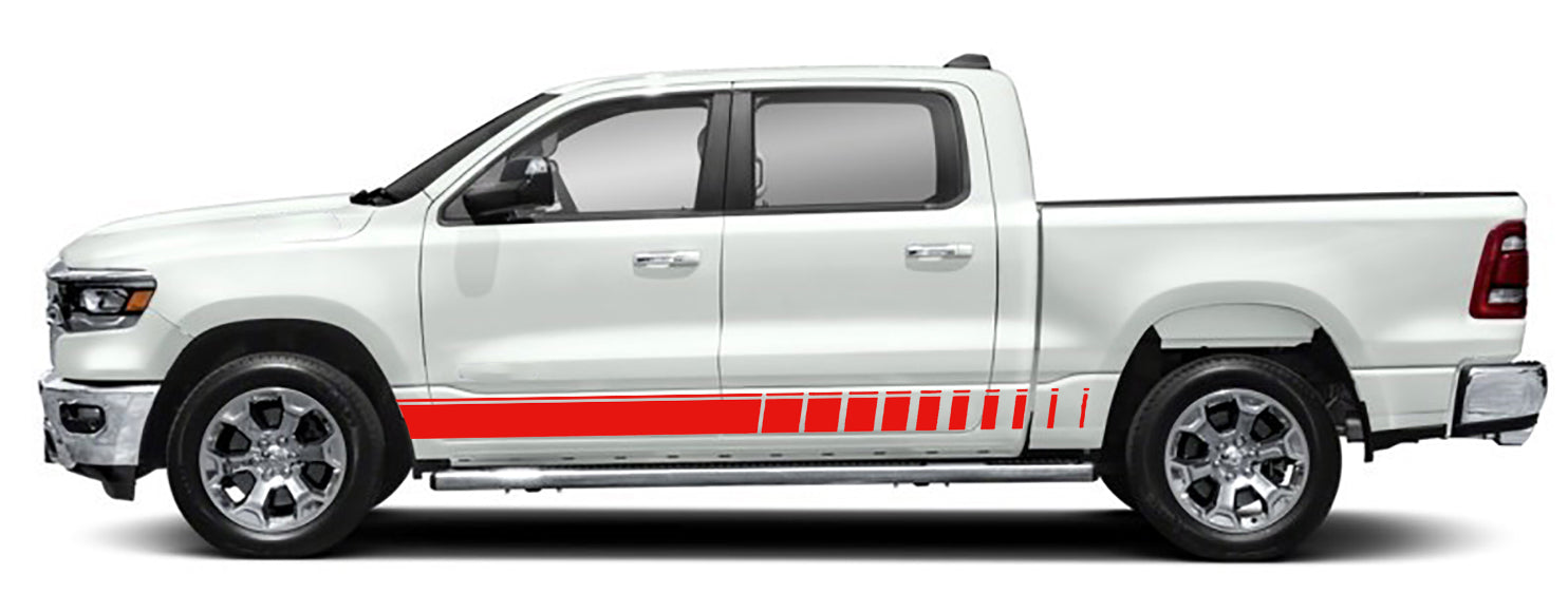 Long Rocker Panel Vent Style Stripe Decal Kit for Dodge Ram 1500 5th Gen