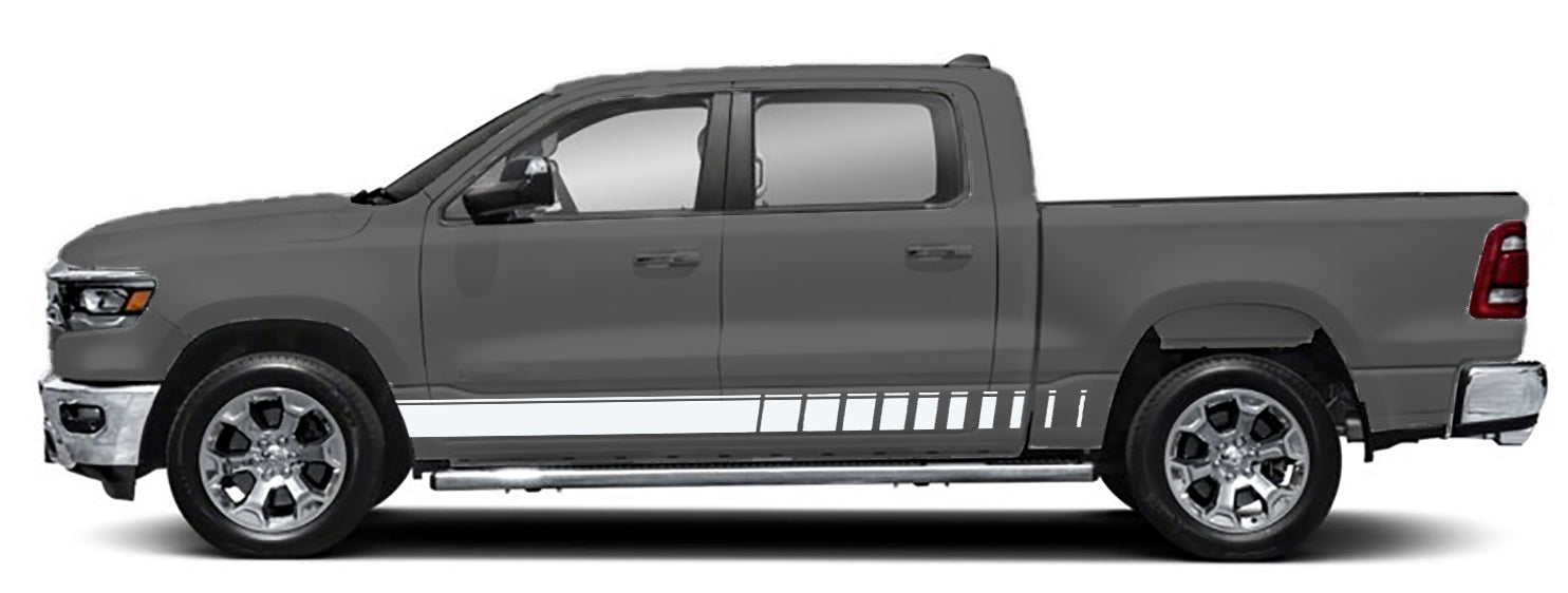 Long Rocker Panel Vent Style Stripe Decal Kit for Dodge Ram 1500 5th Gen
