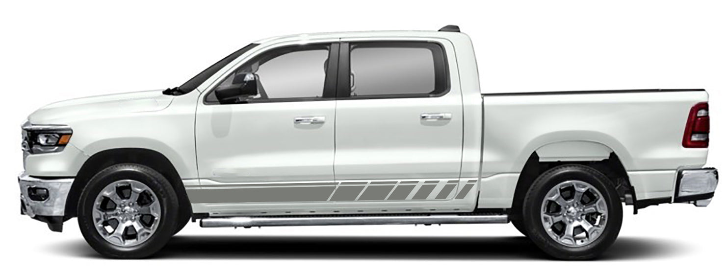 Lower Rocker Panel Slash Stripe Decal Kit for Dodge Ram 1500 5th Gen - Racing Style Side Graphics
