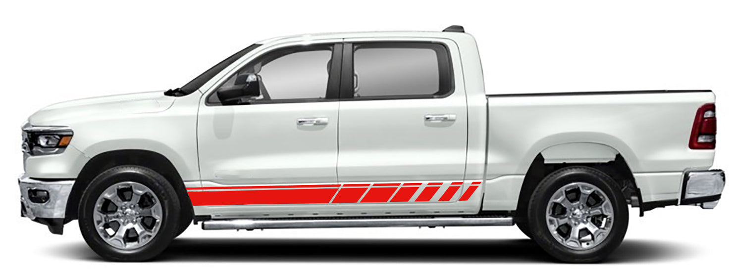 Lower Rocker Panel Slash Stripe Decal Kit for Dodge Ram 1500 5th Gen - Racing Style Side Graphics
