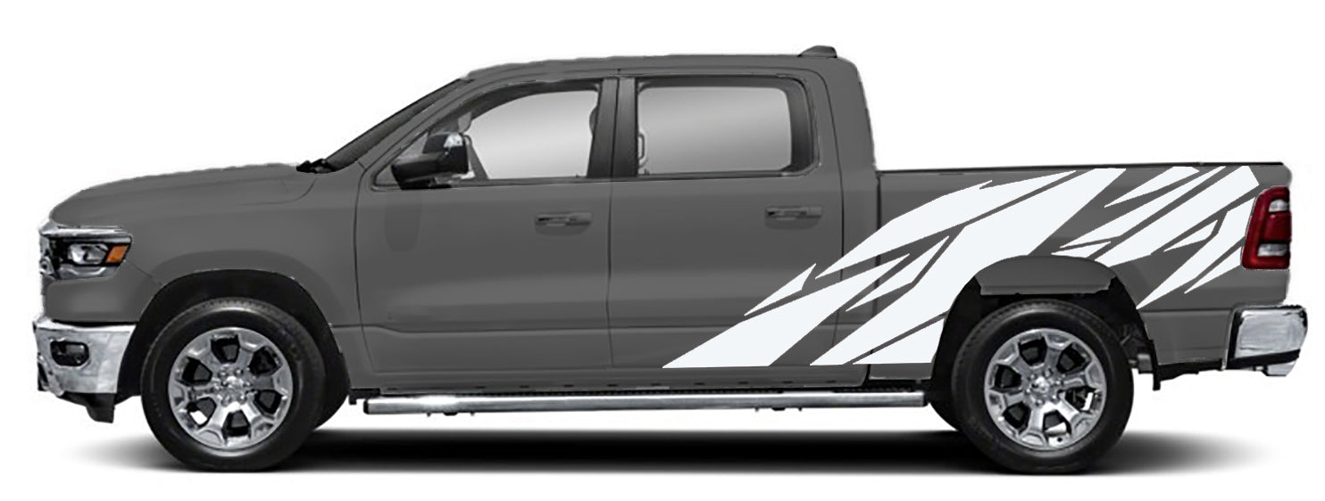 Geometric Lightning Slash Rear Side Decals for Dodge Ram 5th Gen - Modern Truck Bedside Graphics