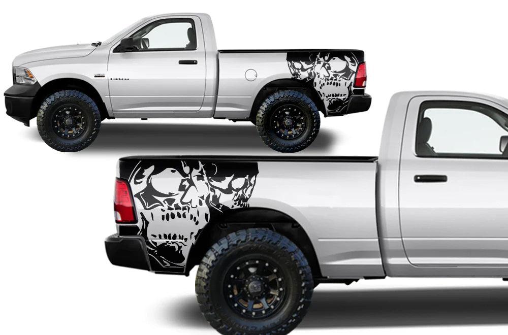dodge_1500_2500_3500_2009-2018_custom_vinyl_wrap_Rear_fender_skull_decal_kit_black