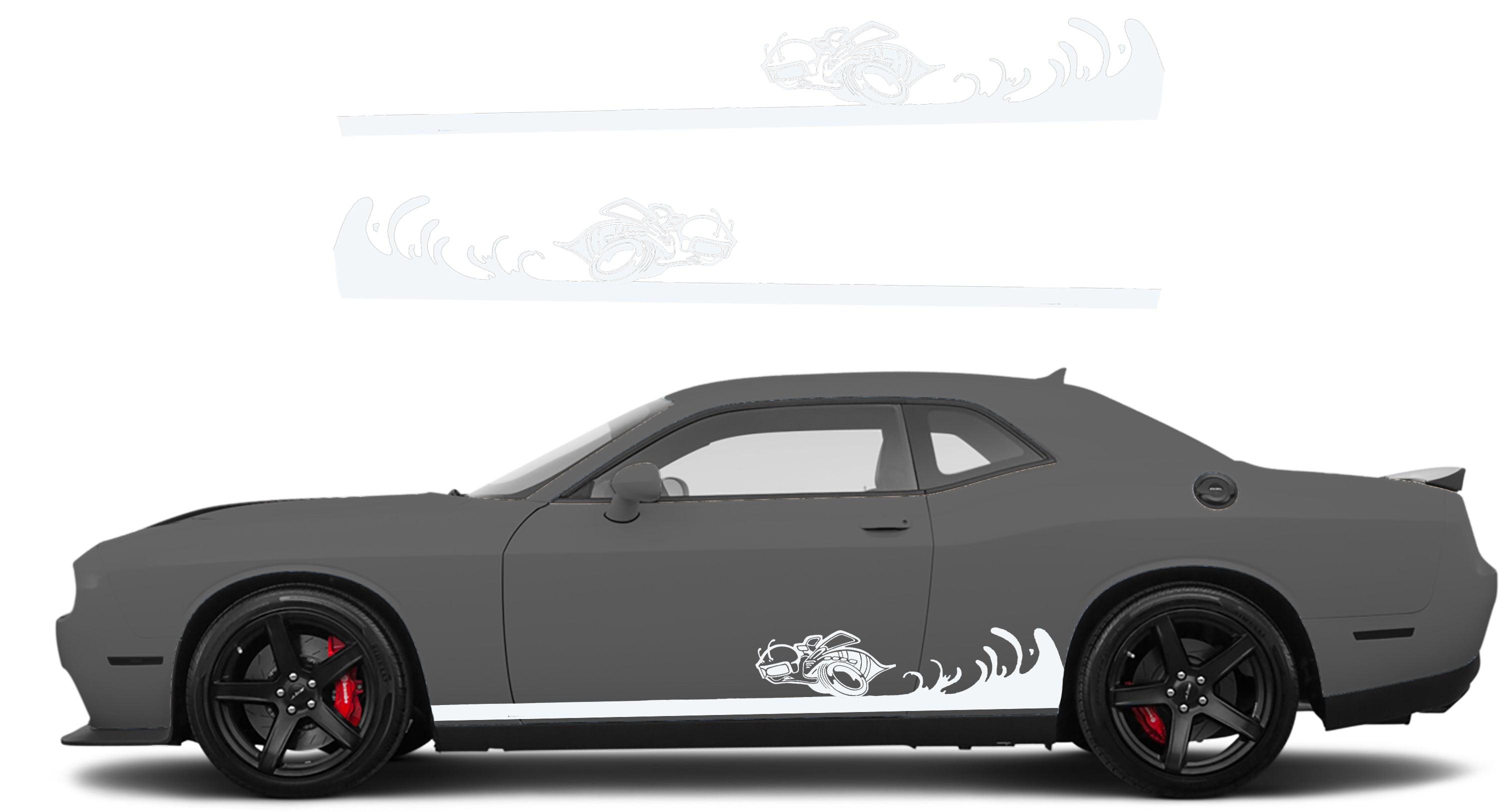 Dodge Challenger R/T SRT (2008-2023) Custom Vinyl Decal Graphics - Rumble Bee Rocker Stripes (Pair) - Jkprostickers
