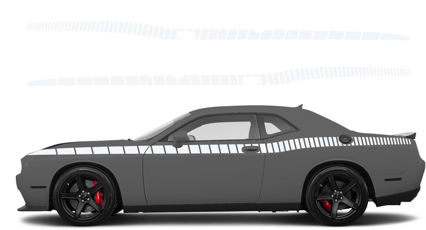 black car white Cuba Stripes Side Decals