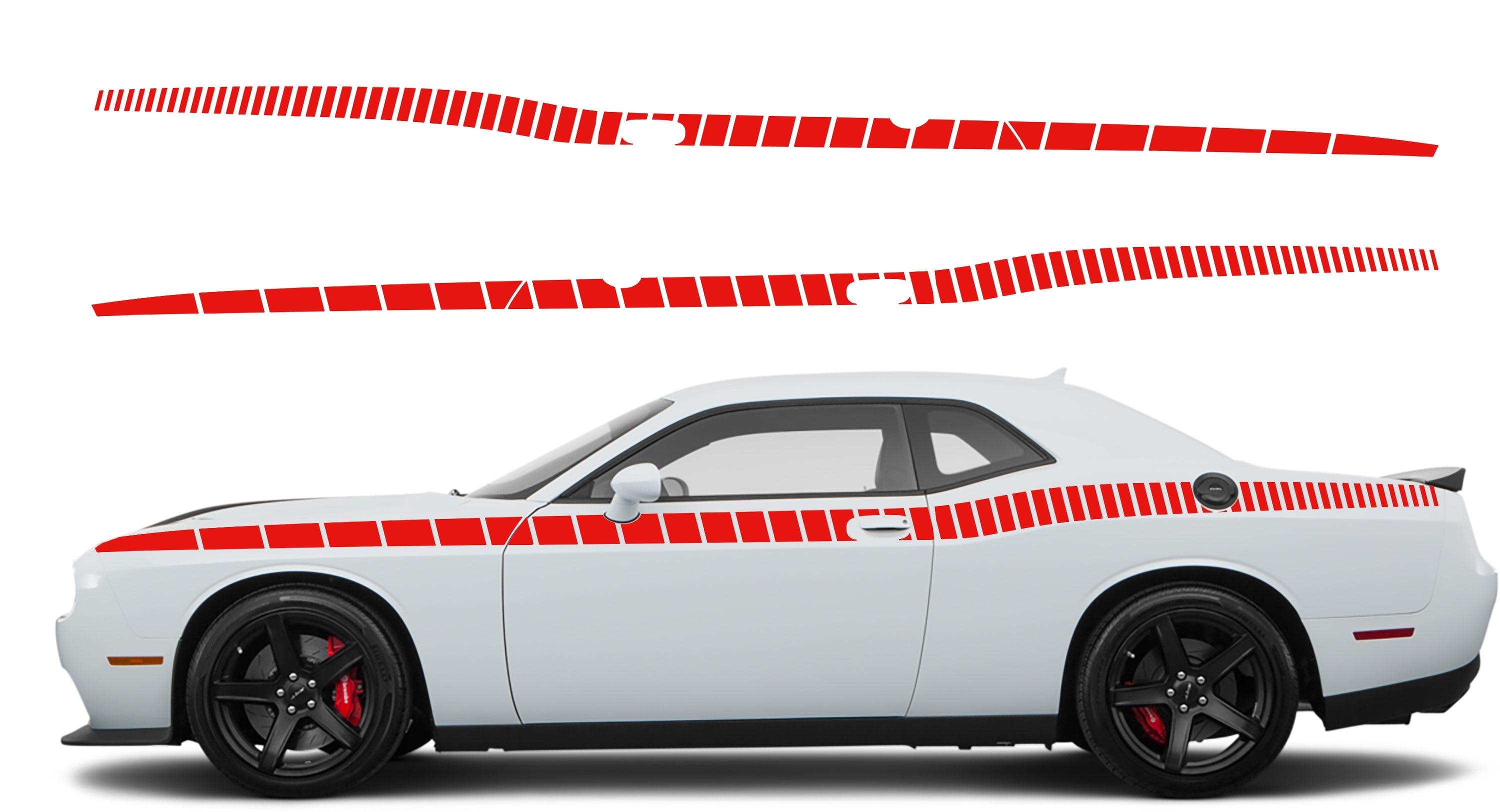 white car red Cuba Stripes Side Decals