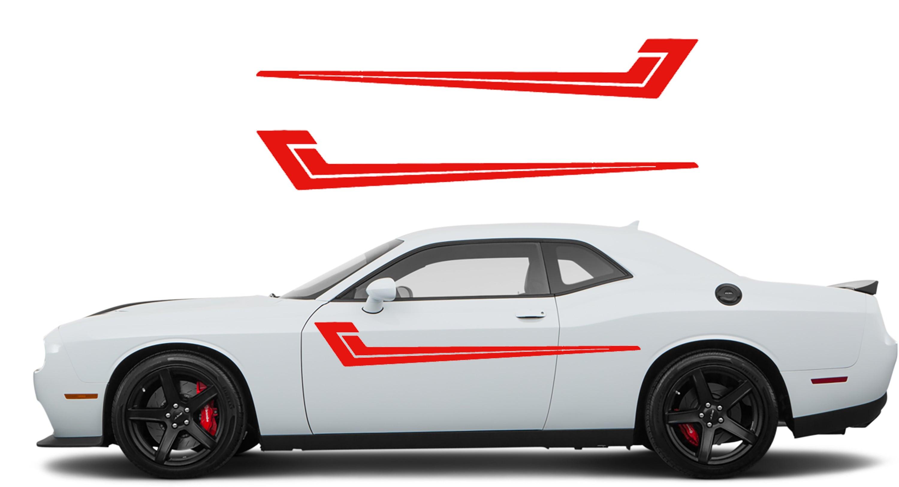 Dodge Challenger, R/T, SRT (2008-2023) Custom Vinyl Decal Graphics - Door Stripes (Pair) - Jkprostickers