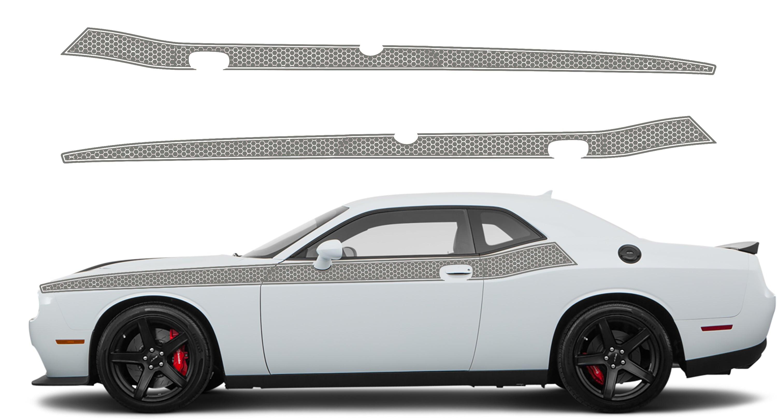 Dodge Challenger, R/T, SRT (2008-2023) Custom Vinyl Decal Graphics - HoneyComb Style Short Stripes - Jkprostickers
