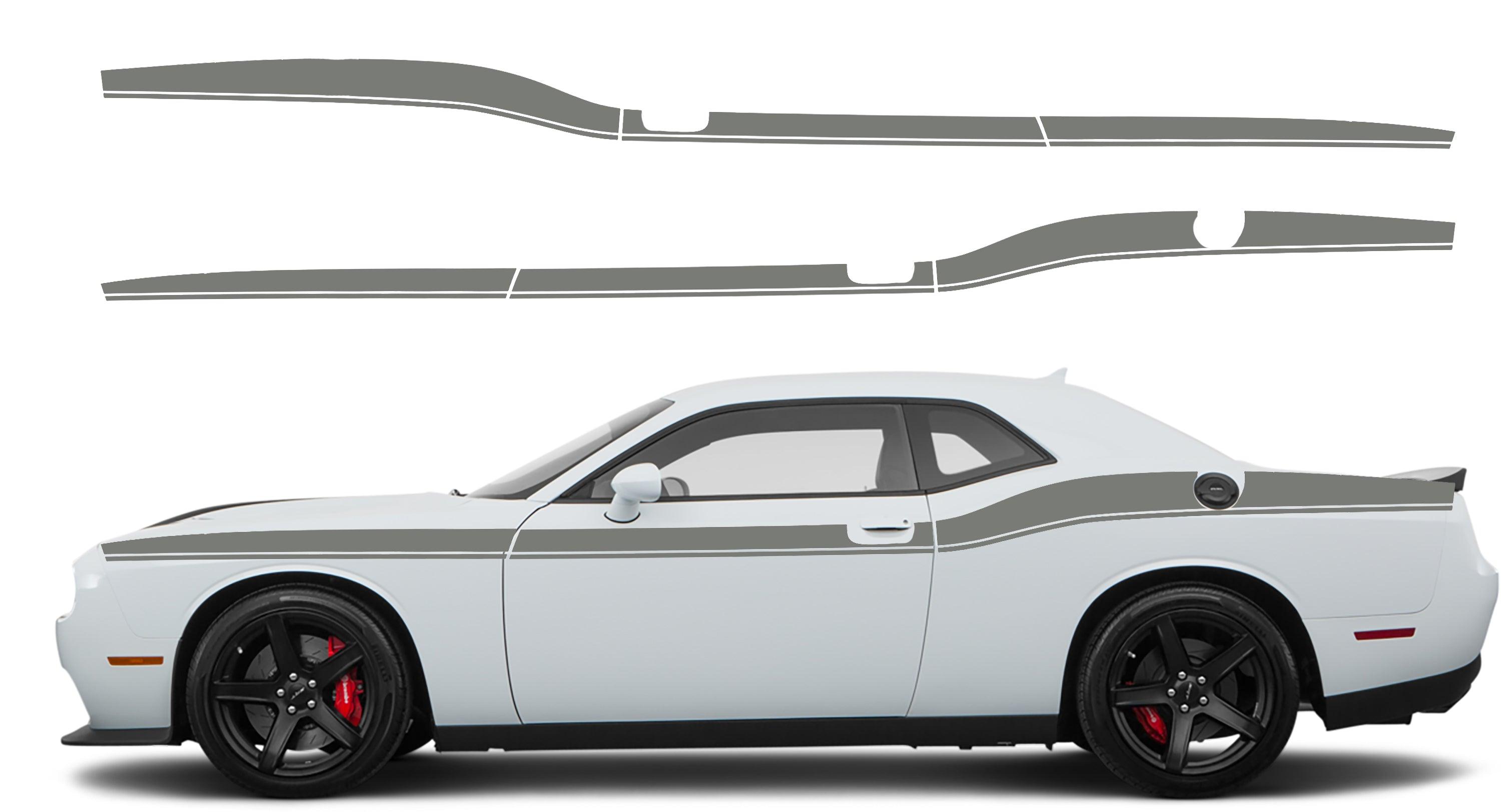 Dodge Challenger, R/T, SRT (2008-2023) Custom Vinyl Decal Graphics - Lower Pin Beltline Kit - Jkprostickers