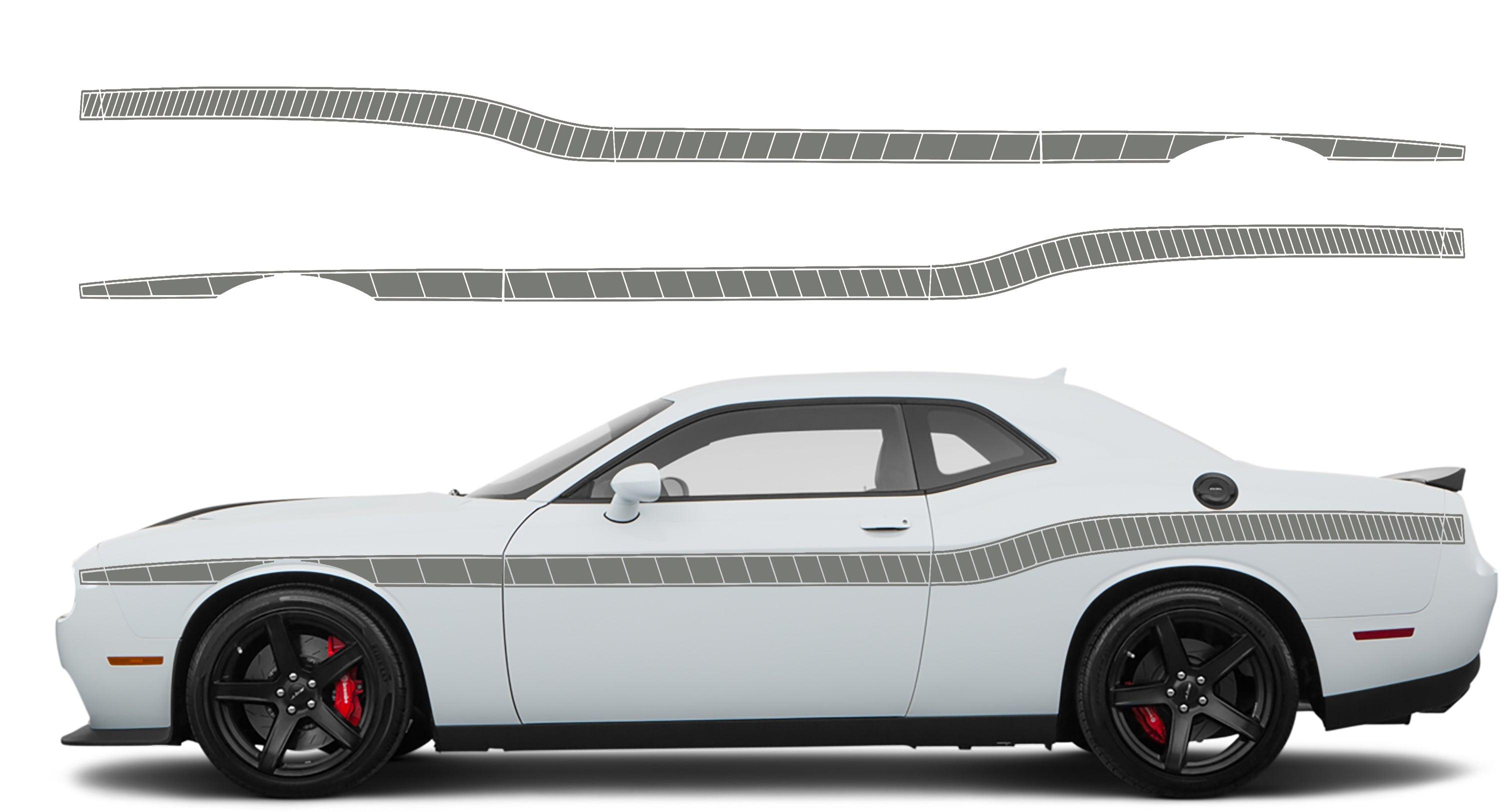 Dodge Challenger, R/T, SRT (2008-2023) Custom Vinyl Decal Graphics - Middle BeltLine Strobe - Jkprostickers