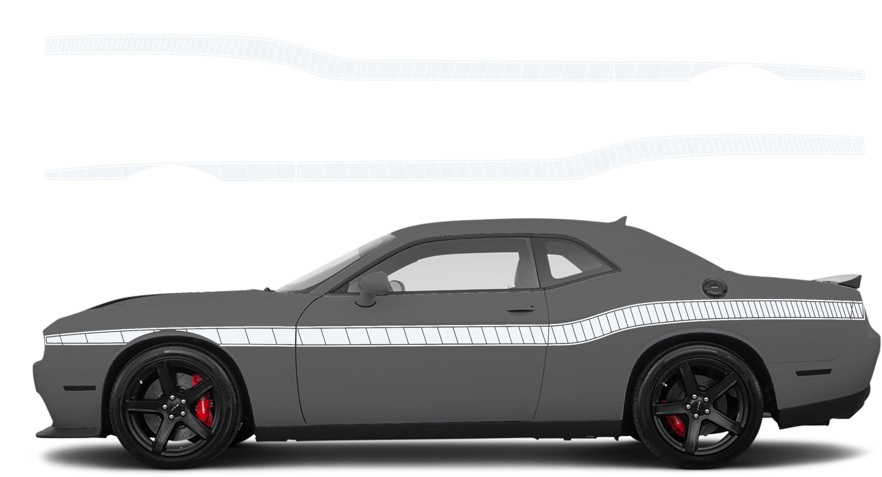 Dodge Challenger, R/T, SRT (2008-2023) Custom Vinyl Decal Graphics - Middle BeltLine Strobe - Jkprostickers