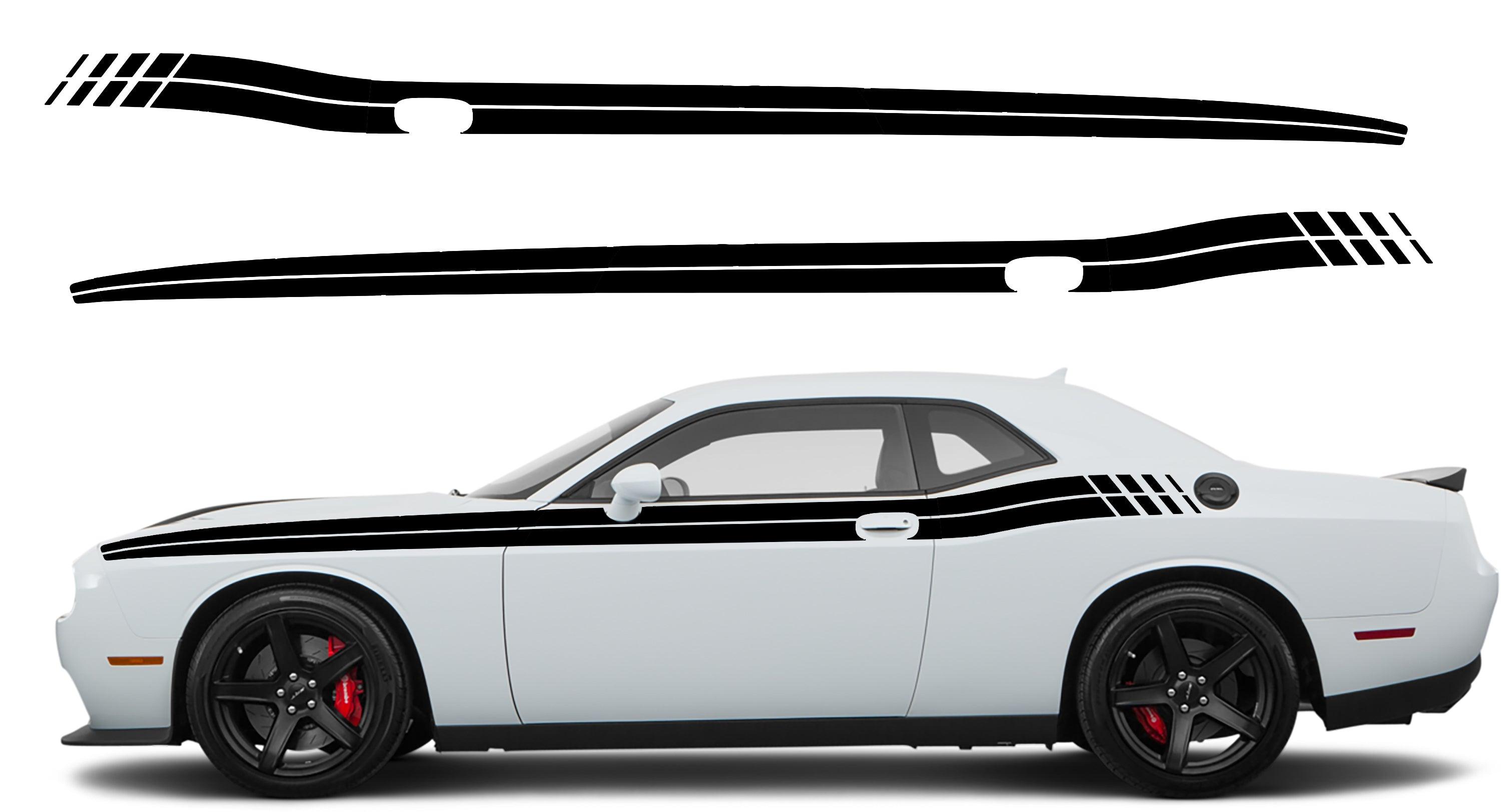 Dodge Challenger Tail Strobe Side Stripes Decals (Pair) : Vinyl Graphics Kit Fits (2008-2023)