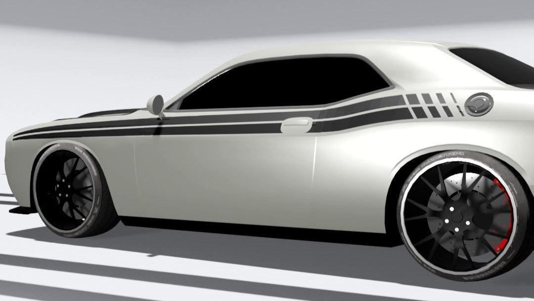 Dodge Challenger, R/T, SRT (2008-2023) Custom Vinyl Decal Graphics - Tail Strobe Stripes - Jkprostickers