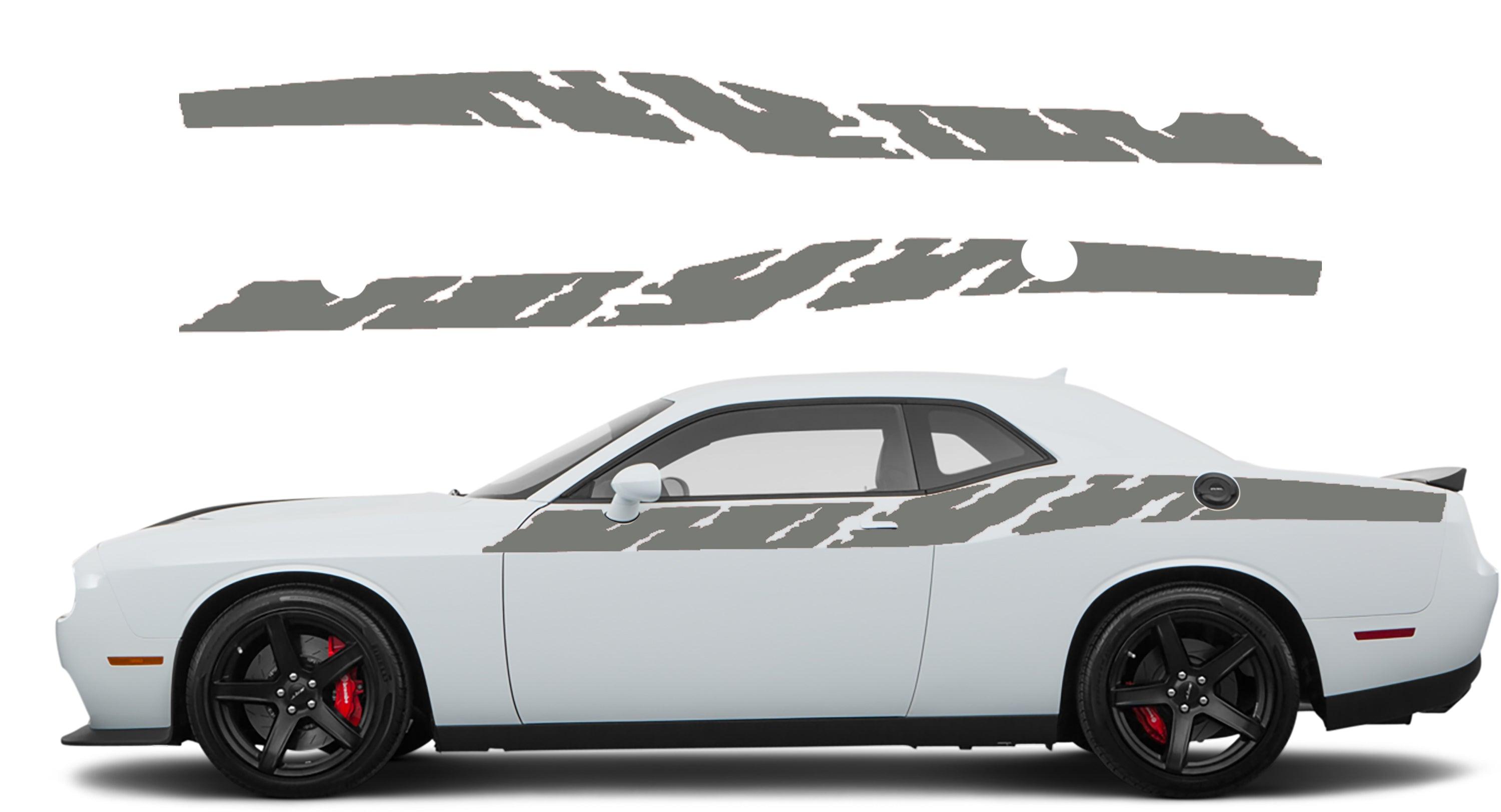 Dodge Challenger, R/T, SRT (2008-2023) Custom Vinyl Decal Graphics - Destroyed Strips (Pair) - Jkprostickers