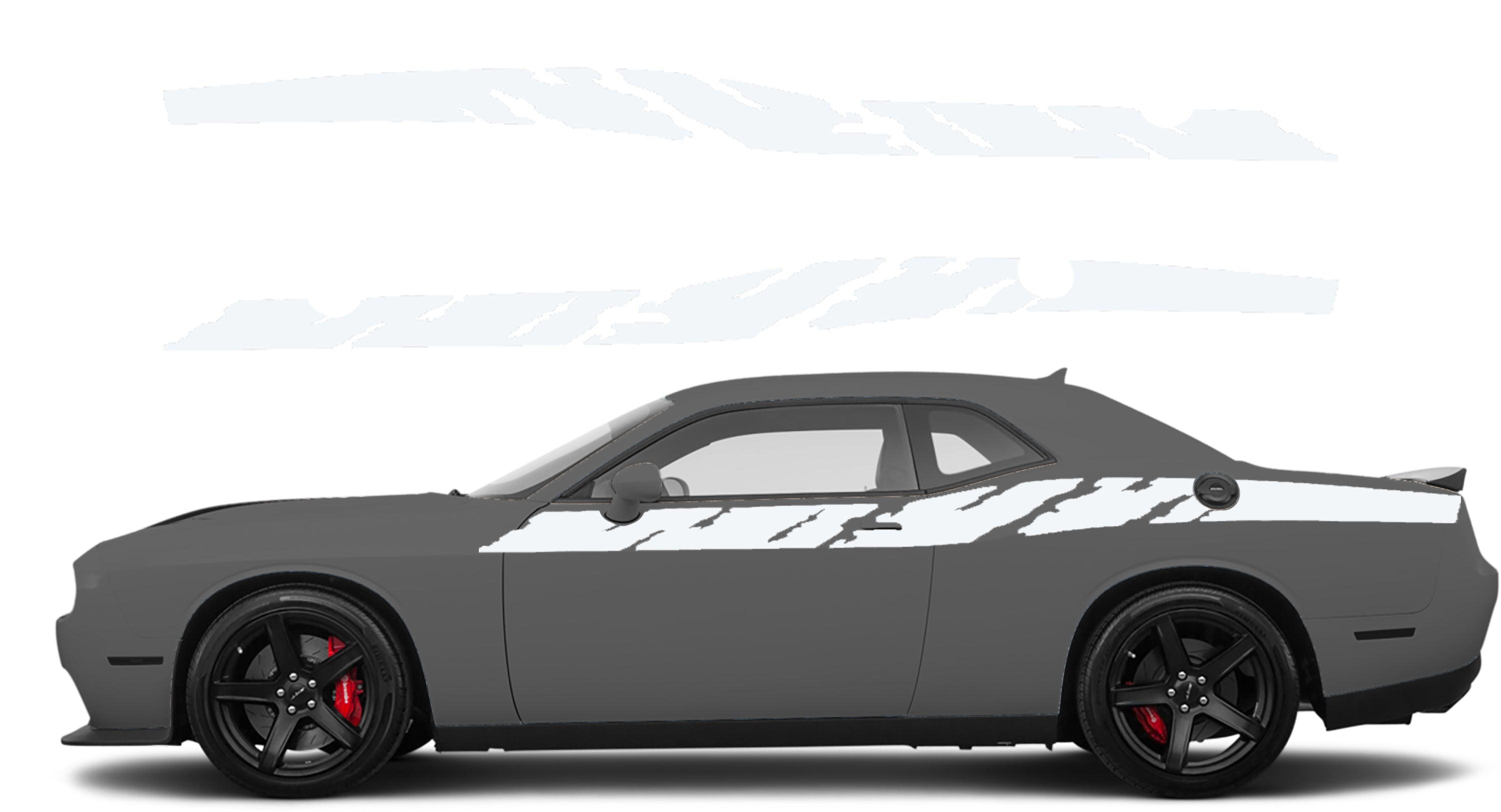 Dodge Challenger, R/T, SRT (2008-2023) Custom Vinyl Decal Graphics - Destroyed Strips (Pair) - Jkprostickers