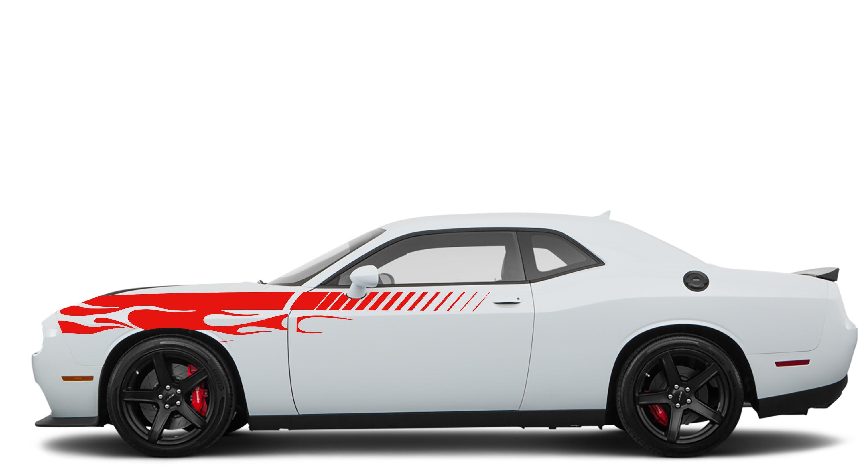 Dodge Challenger R/T SRT (2008-2023) Custom Vinyl Decal Graphics - Flame Fender Stripes (Pair) - Jkprostickers
