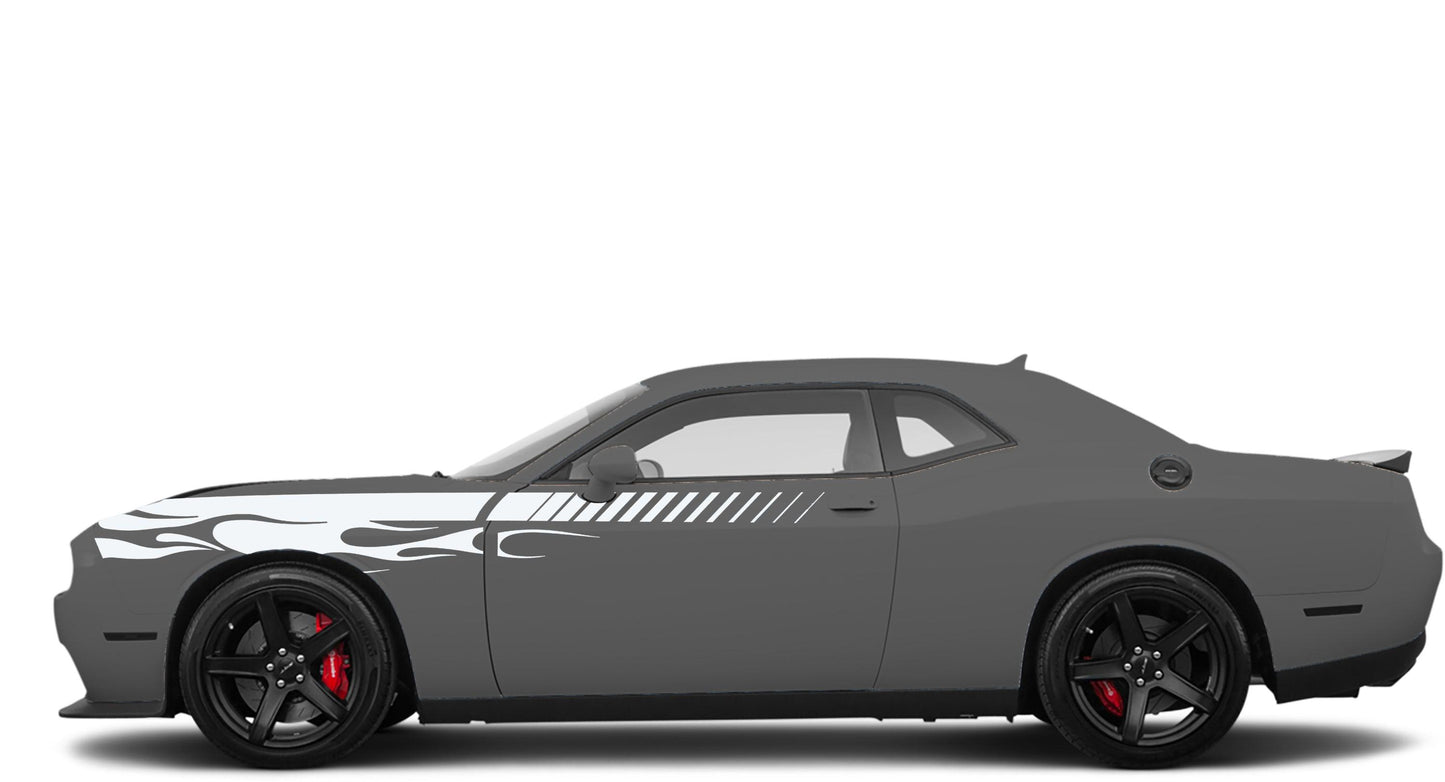 Dodge Challenger R/T SRT (2008-2023) Custom Vinyl Decal Graphics - Flame Fender Stripes (Pair) - Jkprostickers