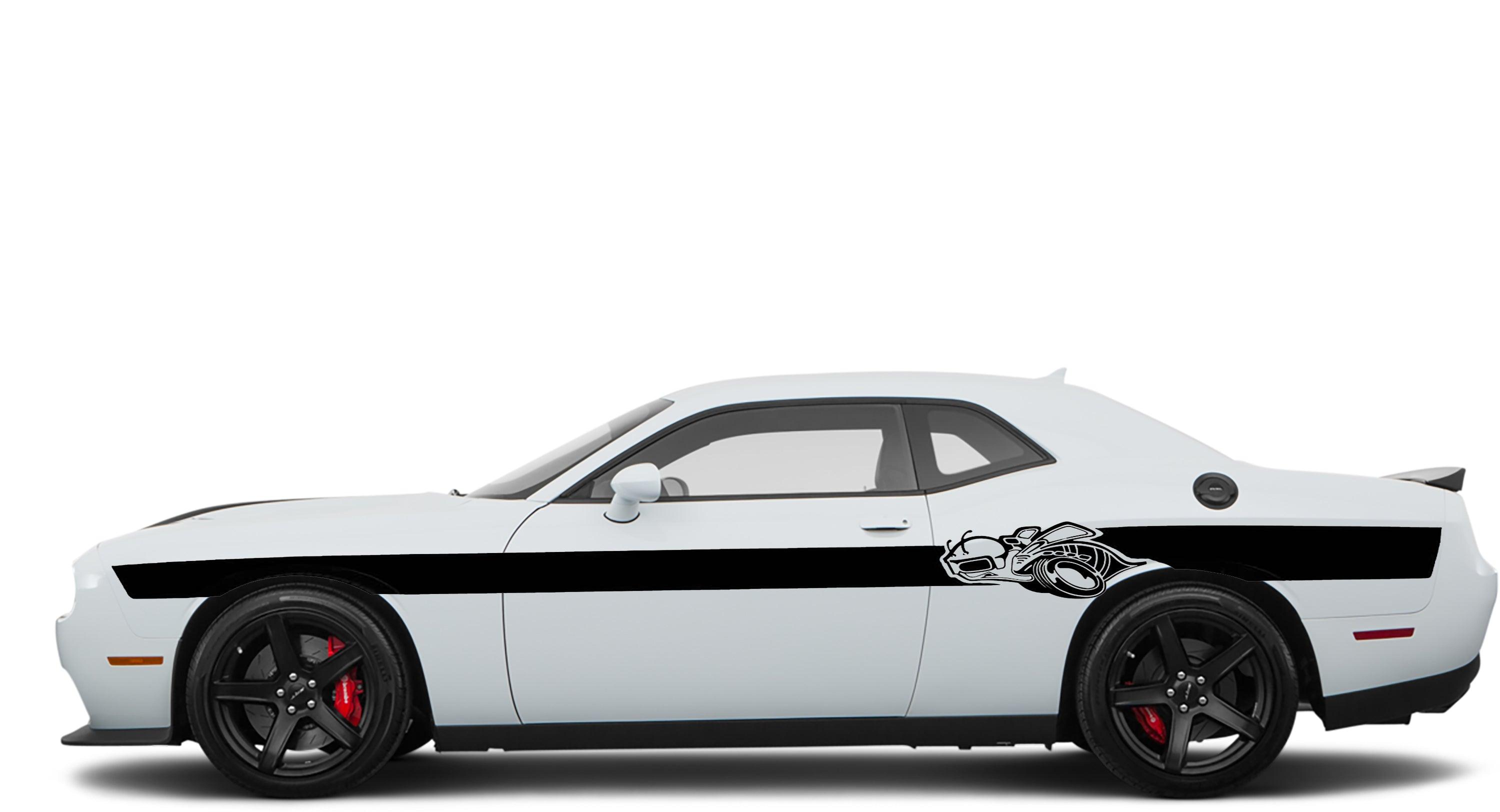 Dodge Challenger Rumble Bee Side Stripes Decals (Pair) : Vinyl Graphics Kit Fits (2008-2023)