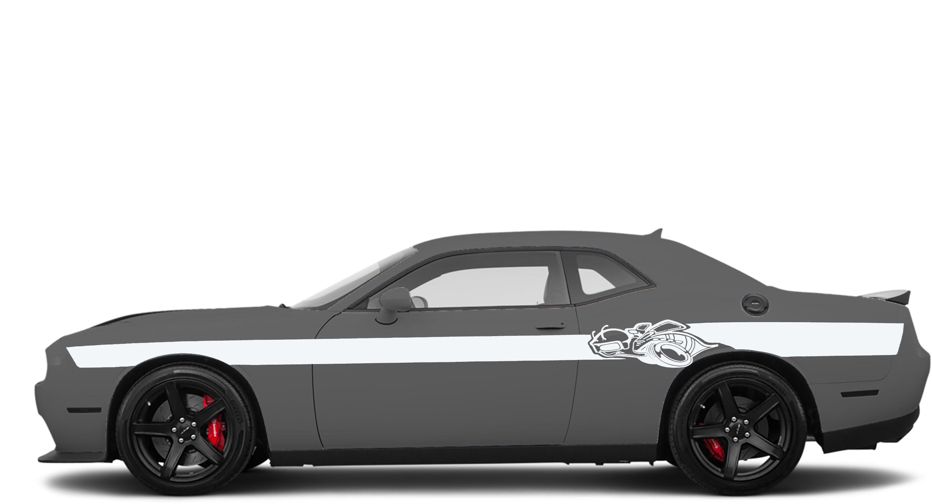 Dodge Challenger R/T SRT (2008-2023) Custom Vinyl Decal Graphics - Rumble Bee side stripe Kit (Pair) - Jkprostickers