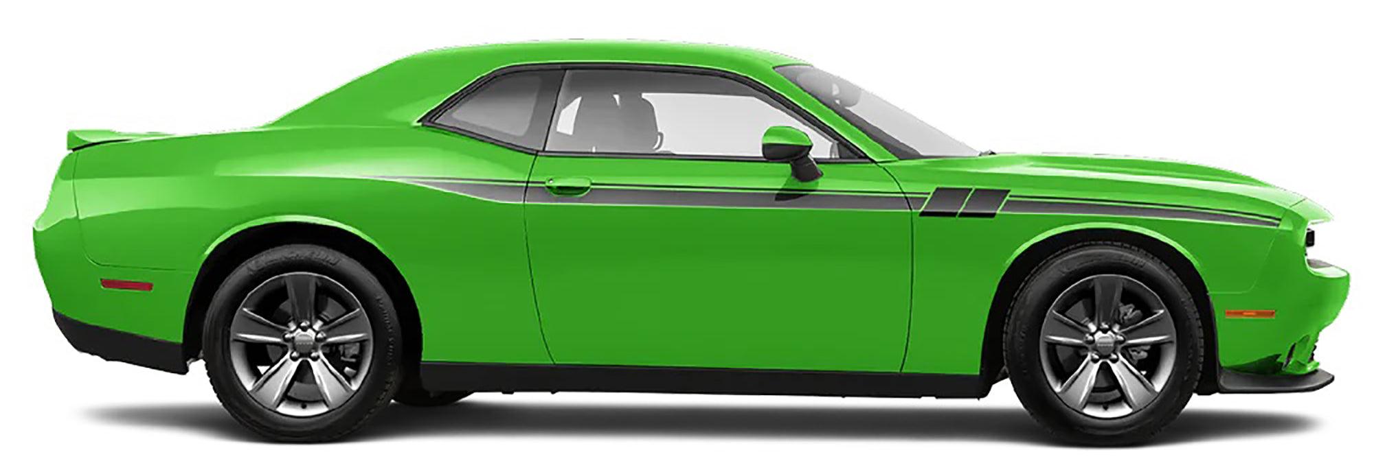 green car with black Fury Side Racing Stripes Decals