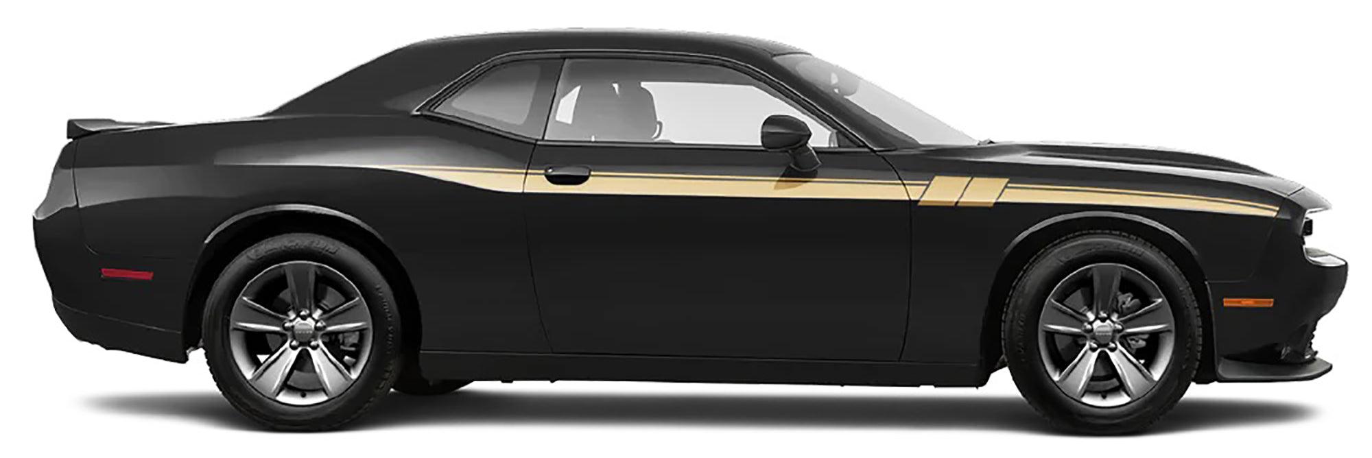 black car with gold Fury Side Racing Stripes Decals