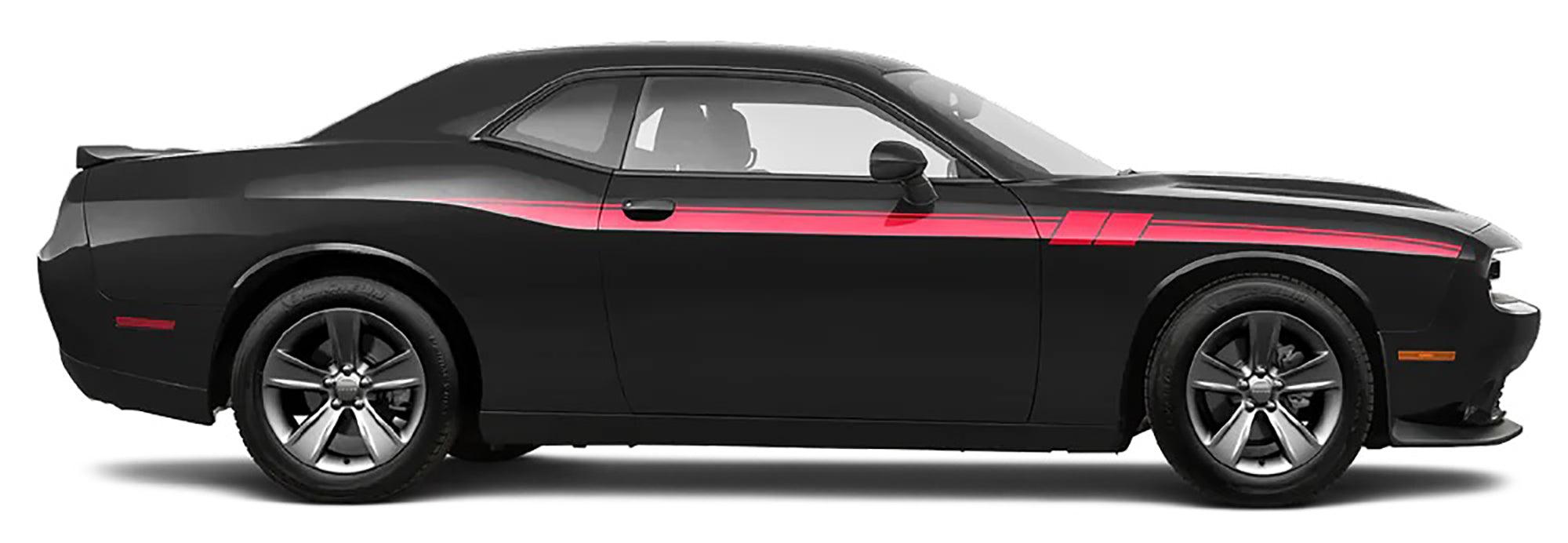 black car with red Fury Side Racing Stripes Decals