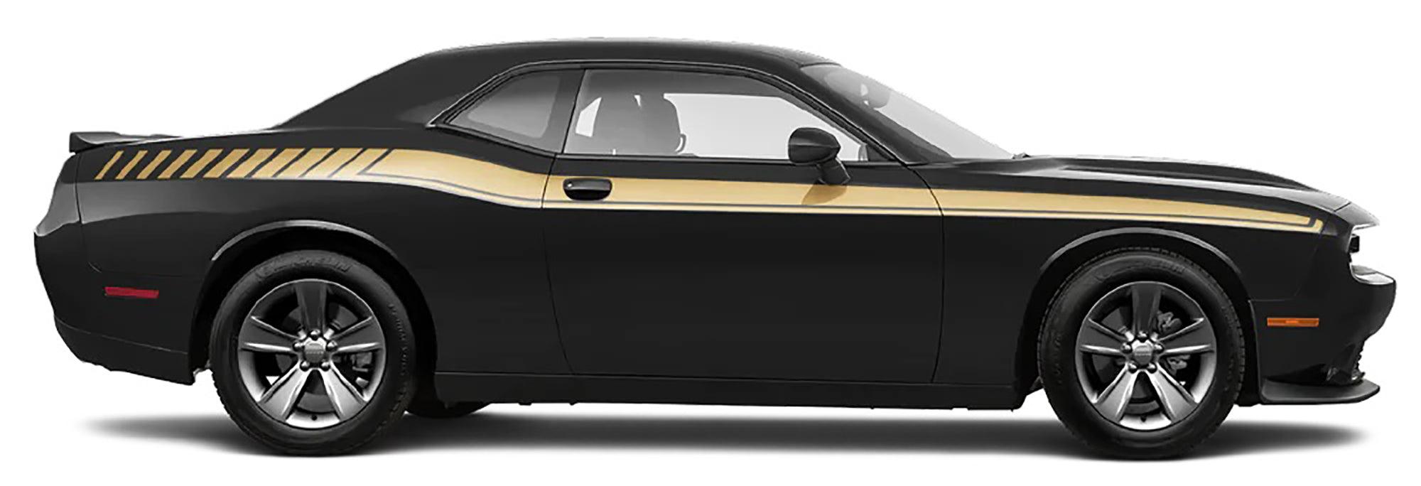 black car gold Long Side Stripe Decals