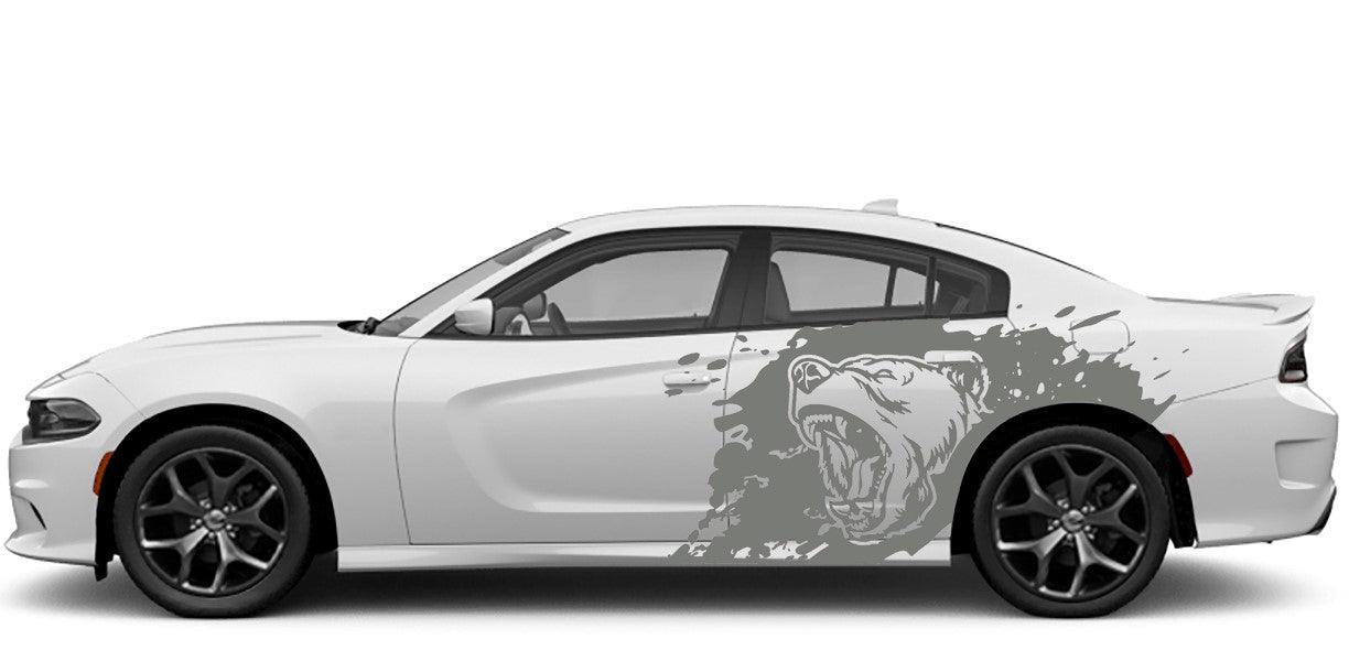 Dodge Charger, GT, SXT, SRT, Hellcat (2015 to 2023) Custom Vinyl Decal Graphics - Roaring Bear Kit (Pair) - Jkprostickers