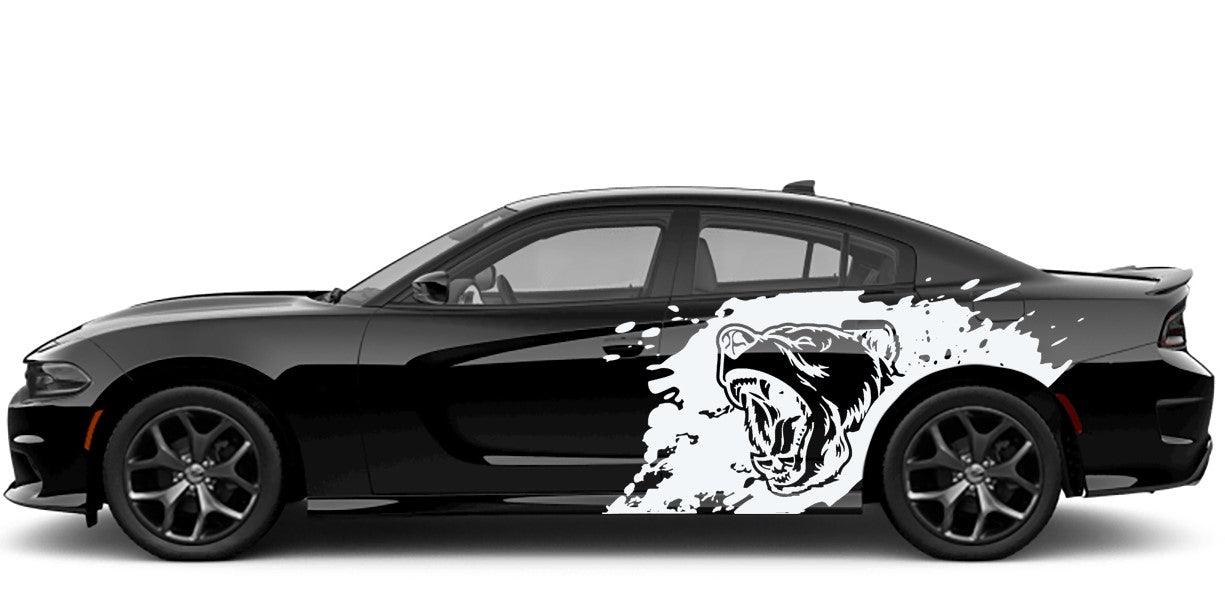 Dodge Charger, GT, SXT, SRT, Hellcat (2015 to 2023) Custom Vinyl Decal Graphics - Roaring Bear Kit (Pair) - Jkprostickers