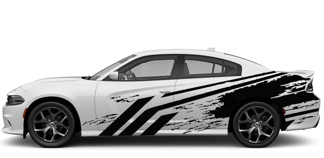 Dodge Charger Grunge Style Side Decals (Pair) : Vinyl Graphics Kit Fits (2015-2023)