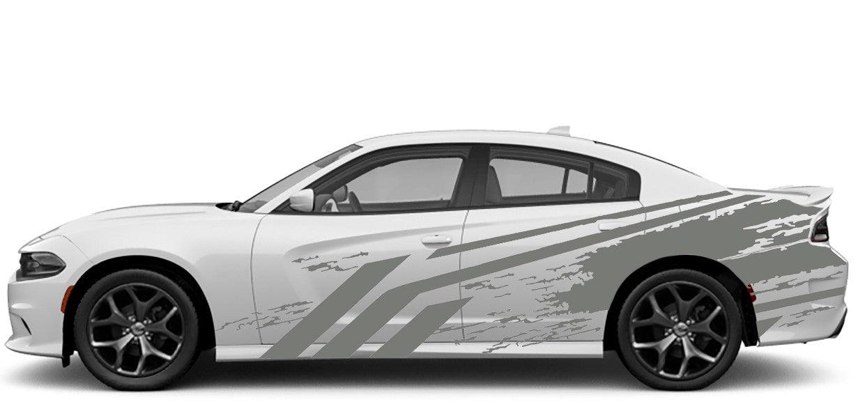 Dodge Charger, GT, SXT, SRT, Hellcat (2015 to 2023) Custom Vinyl Decal Graphics - Grunge StyleKit (Pair) - Jkprostickers