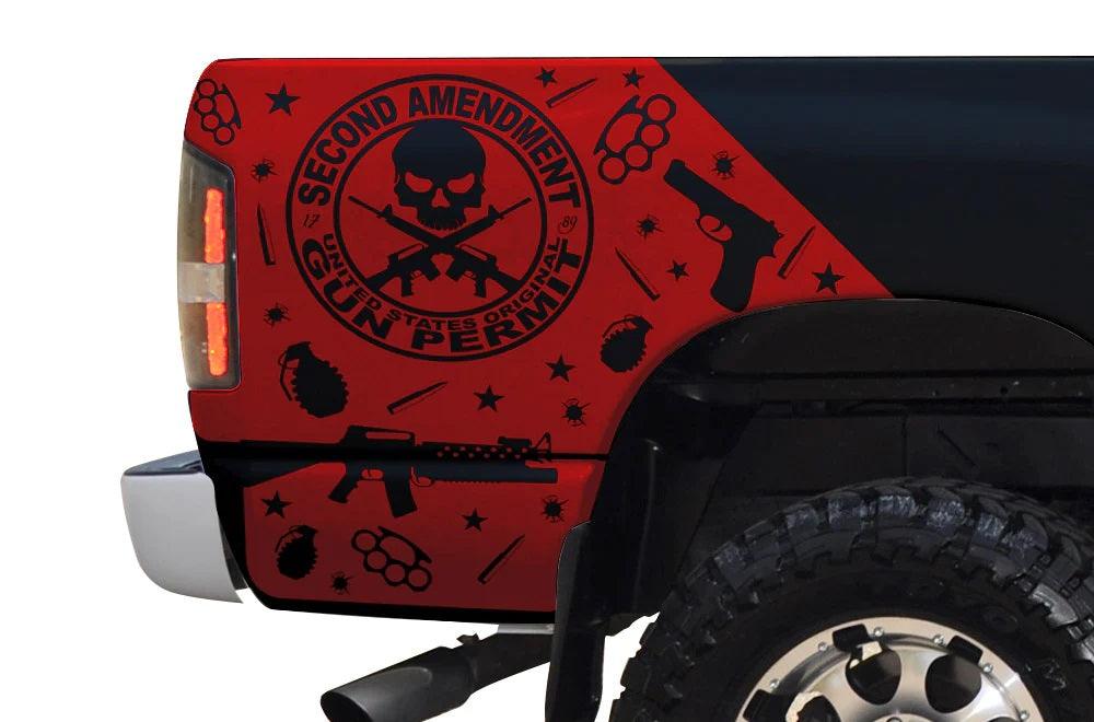 Dodge Ram 2nd Amendment Bed Decals (Pair) : Vinyl Graphics Kit Fits (2002-2008)
