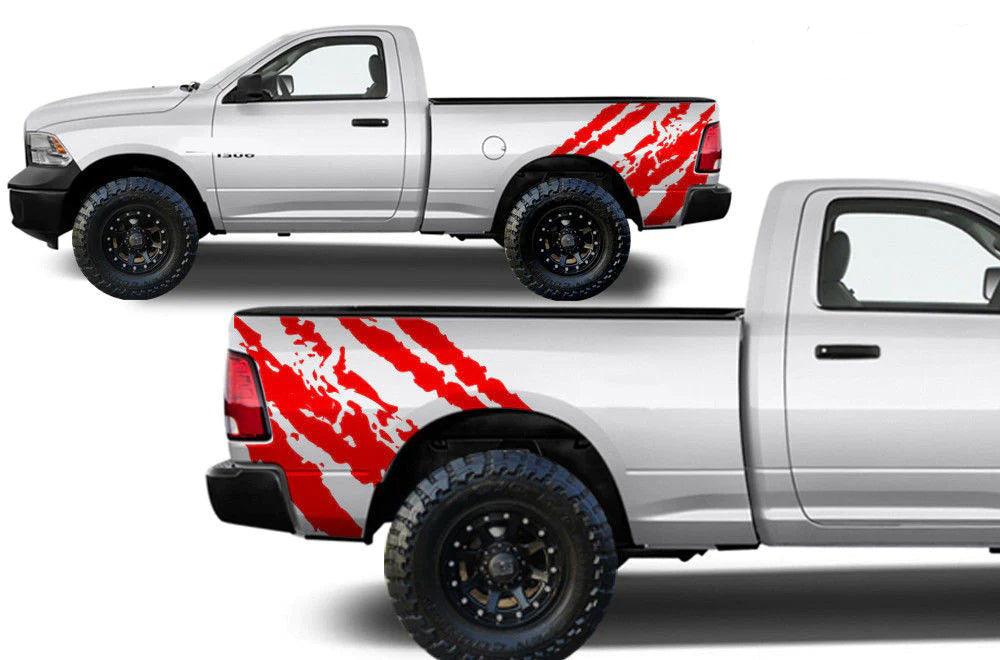 Dodge Ram 1500 2500 (2009-2018) Custom Decals, Graphics and stickers - Shredded Bed Kit - Jkprostickers