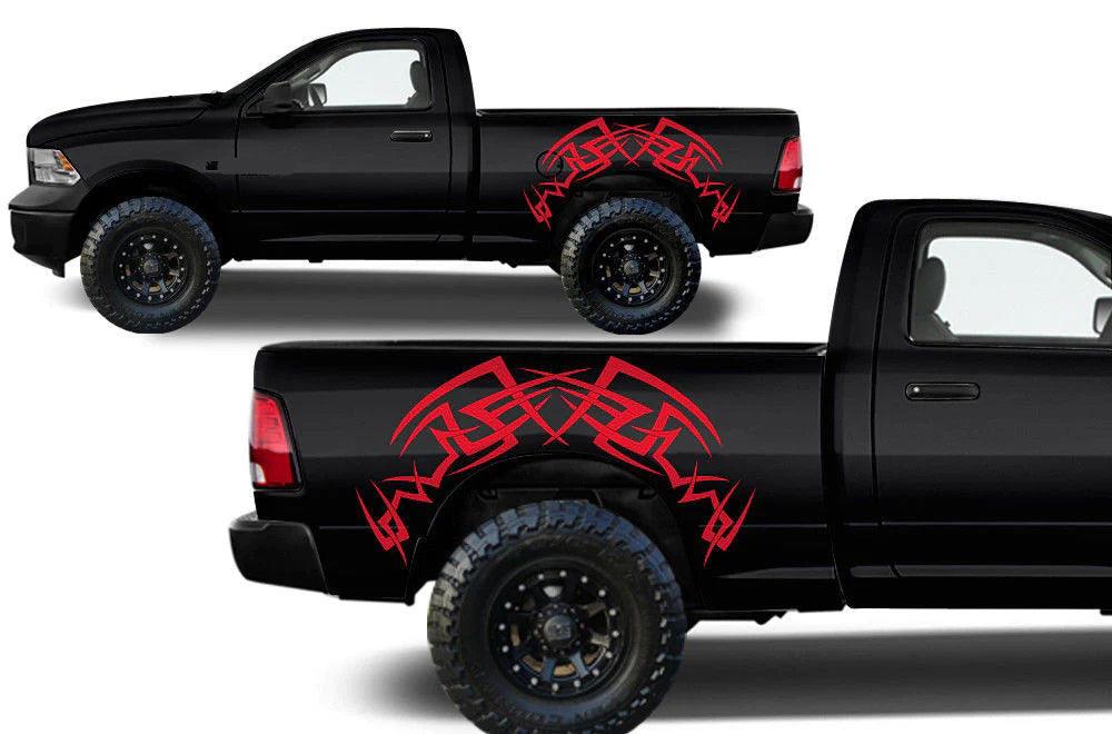 Dodge Ram Tribe Style Bed Decals (Pair) : Vinyl Graphics Kit Fits (2009-2018)