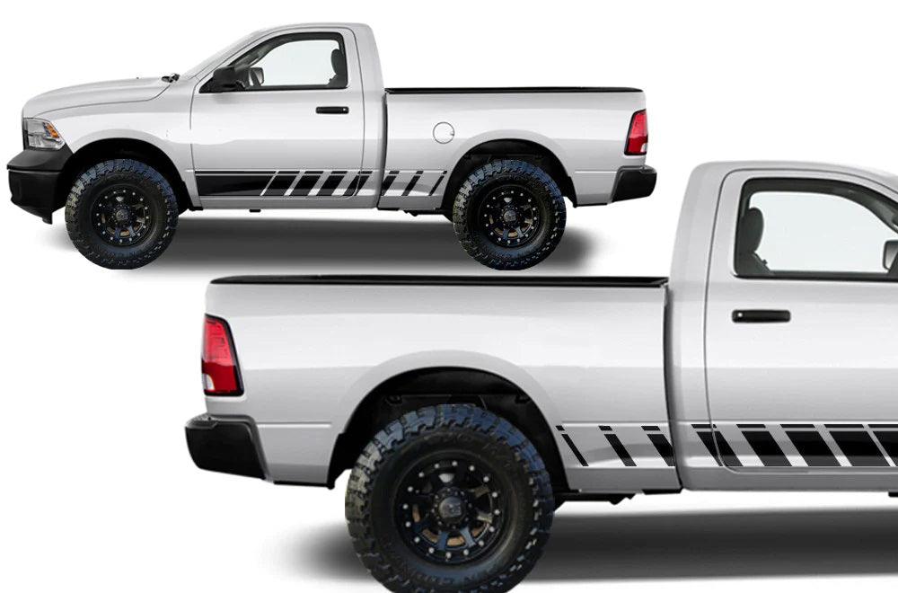 Dodge Ram Strobe Rocker Stripes Decals (Pair) : Vinyl Graphics Kit Fits (2009-2018)