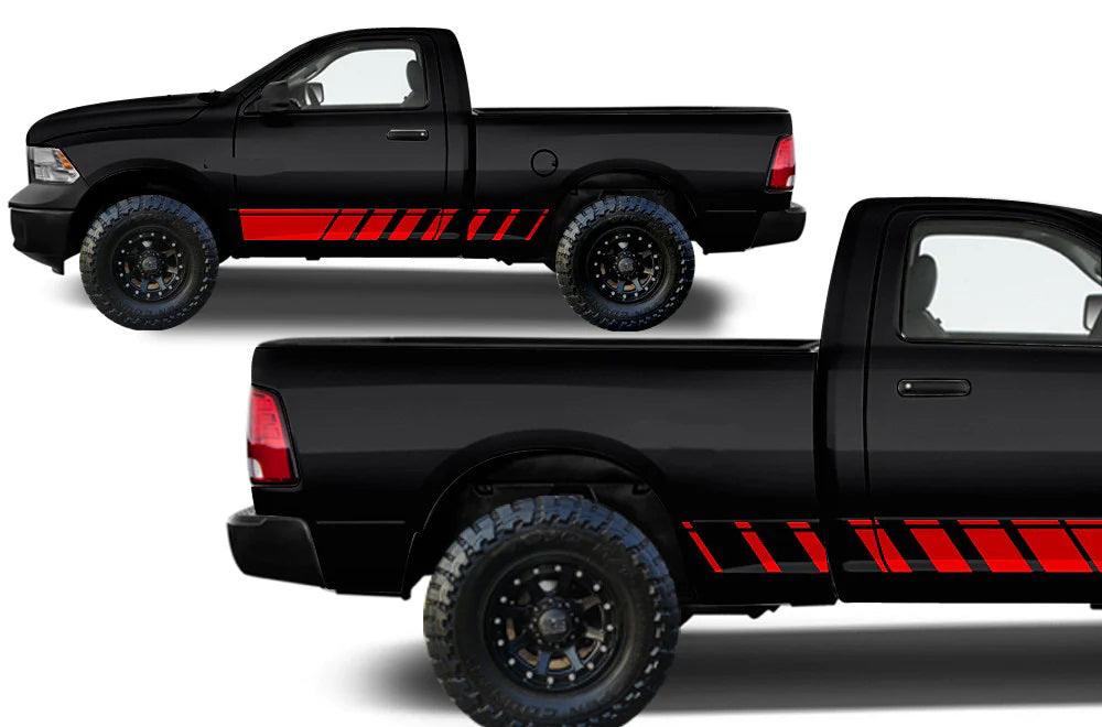Dodge Ram Strobe Rocker Stripes Decals (Pair) : Vinyl Graphics Kit Fits (2009-2018)