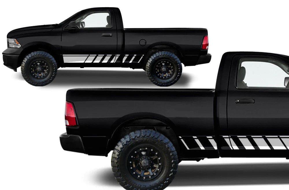 Dodge Ram Strobe Rocker Stripes Decals (Pair) : Vinyl Graphics Kit Fits (2009-2018)
