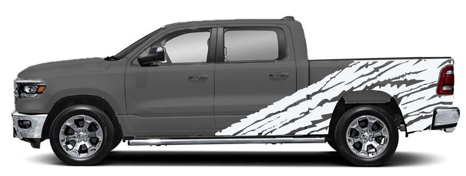 Dodge Ram 1500/2500 (2019-2023) Custom Vinyl Decals, Graphics and Stickers - Half Side Torn Kit (Pair) - Jkprostickers