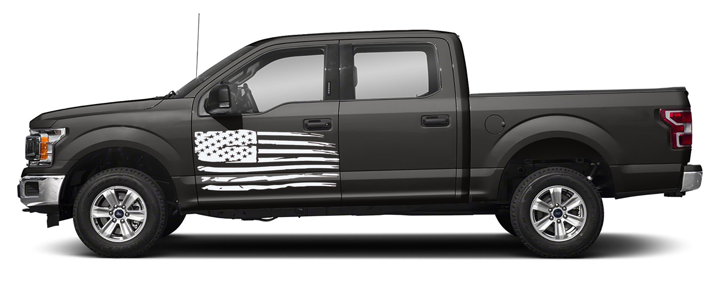 Ford F-150 USA Flag Door Decals (Pair) : Vinyl Graphics Kit Fits (2015-2020)