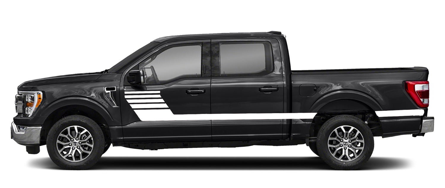 Ford F-150 Hockey Side Stripe Decals (Pair) : Vinyl Graphics Kit Fits (2021-2023)