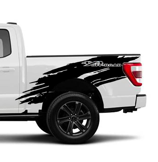 Ford F-150 Torn 4x4 Off-Road Bed Decals (Pair) : Vinyl Graphics Kit Fits (2021-2023)