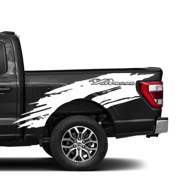 Ford F-150 Torn 4x4 Off-Road Bed Decals (Pair) : Vinyl Graphics Kit Fits (2021-2023)