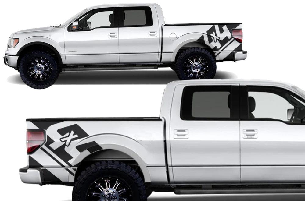 (2x) Ford F150 F250 4x4 Decals FG Stickers Bed Side Graphics Black Gray FH1A7 - Foto 2