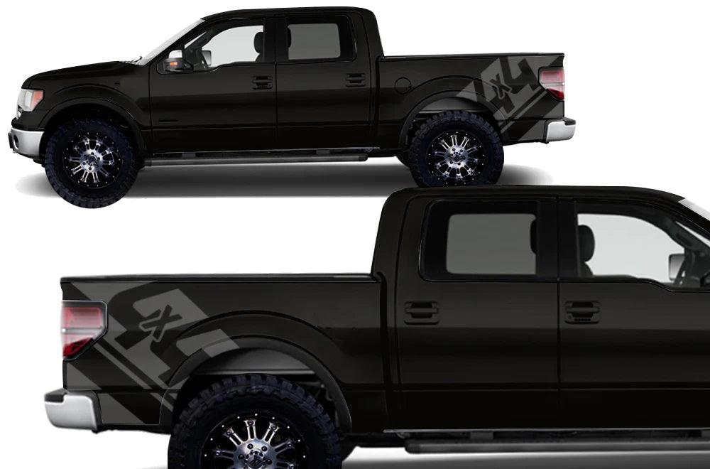 Ford F-150 (2009-2014) | Custom Decals, Graphics and Stickers - 4X4 Bed Kit - Jkprostickers