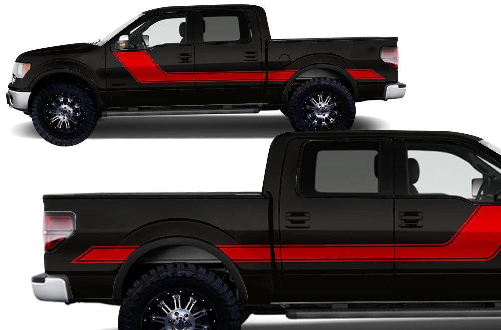 Ford F-150 (2009-2014) | Custom Decals, Graphics and Stickers - Hocky Stripe Kit - Jkprostickers