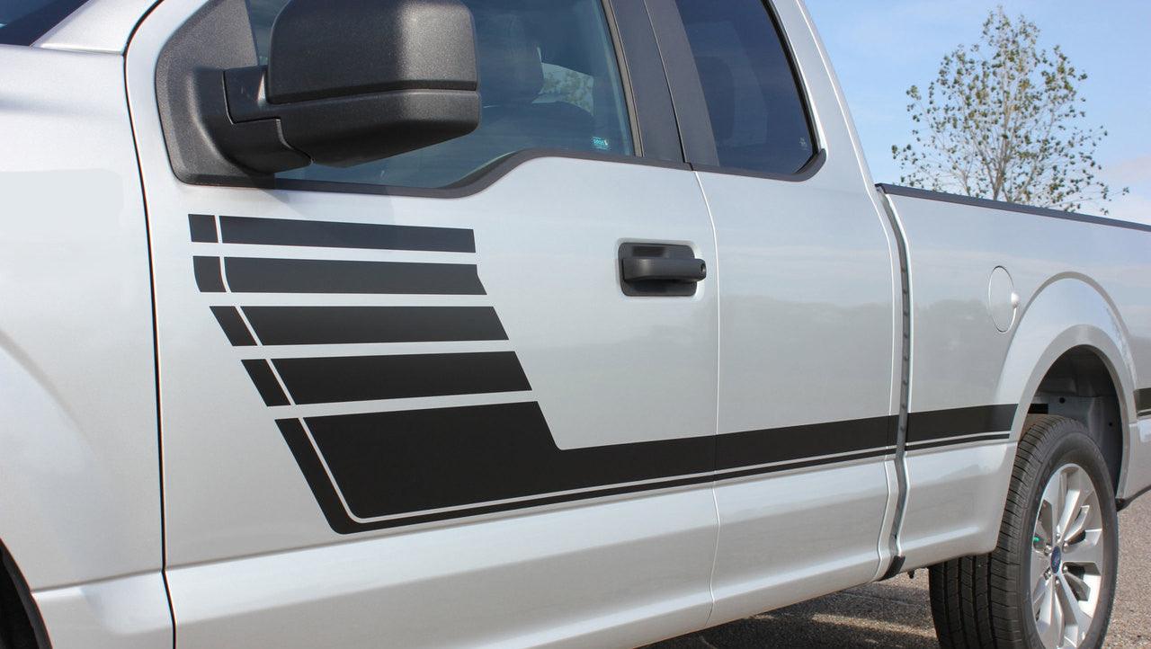 Ford F-150 (2015-2020) | Custom Decals, Graphics and Stickers - Hocky Side Stripes - Jkprostickers