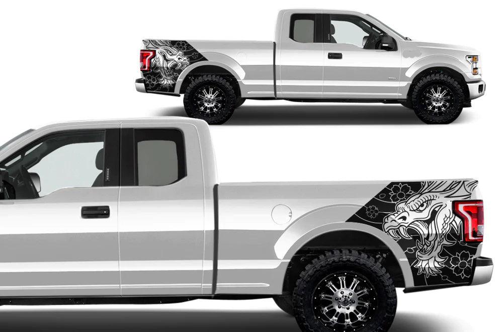 Ford F-150 Dragon Bed Decals (Pair) : Vinyl Graphics Kit Fits (2015-2020)