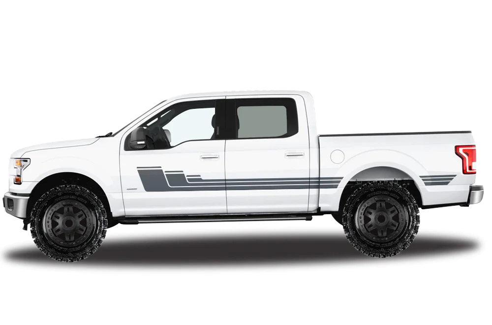 Ford F-150 (2015-2020) | Custom Decals, Graphics and Stickers - Rally Stripes Kit - Jkprostickers