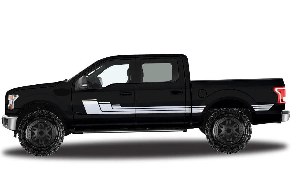 Ford F-150 (2015-2020) | Custom Decals, Graphics and Stickers - Rally Stripes Kit - Jkprostickers